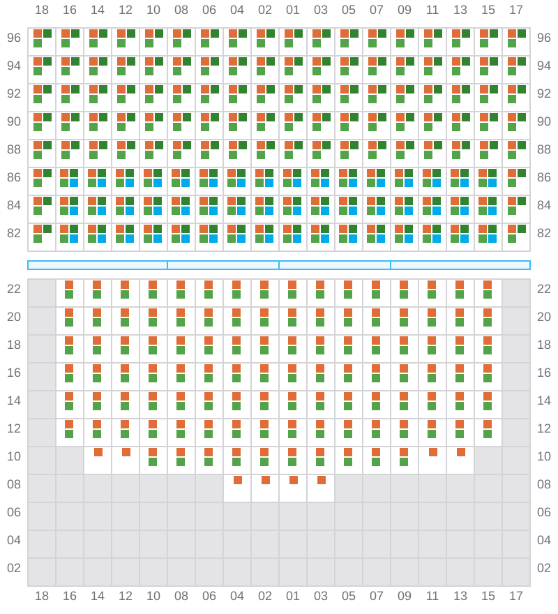 Bay 077 view and slots of CMA CGM AQUILA