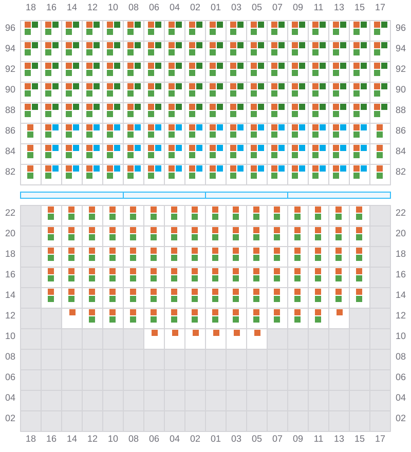 Bay 081 view and slots of CMA CGM AQUILA