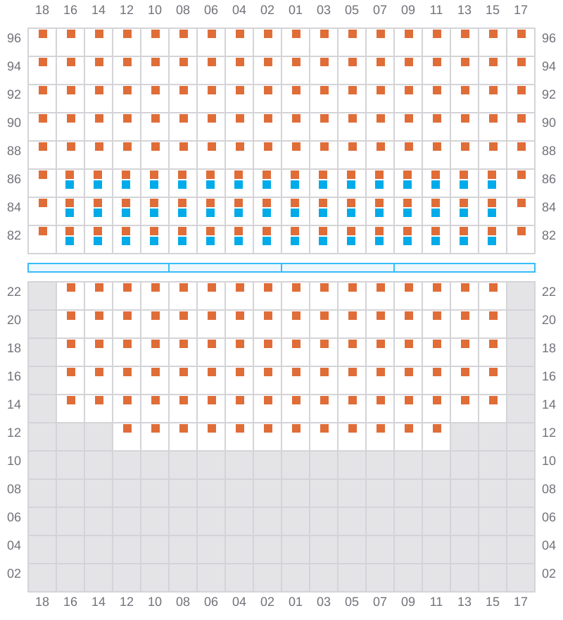 Bay 083 view and slots of CMA CGM AQUILA