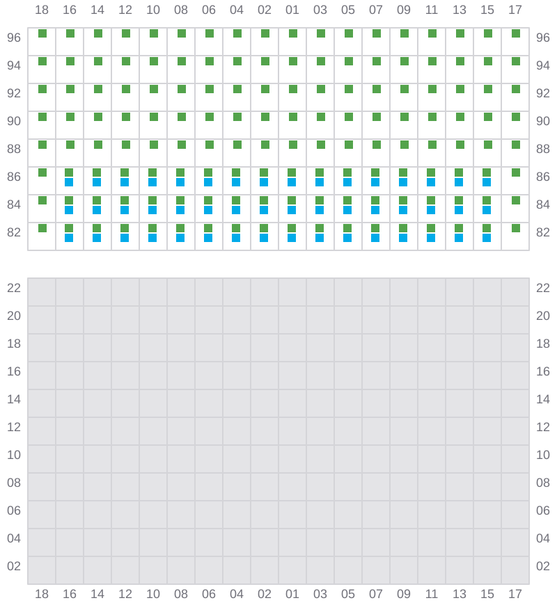 Bay 085 view and slots of CMA CGM AQUILA
