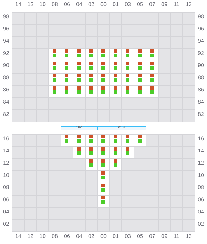 Bay 001 view and slots of ARICA EXPRESS