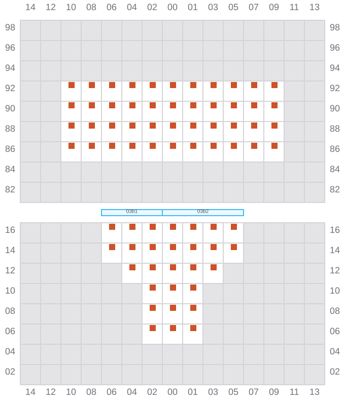 Bay 003 view and slots of ARICA EXPRESS
