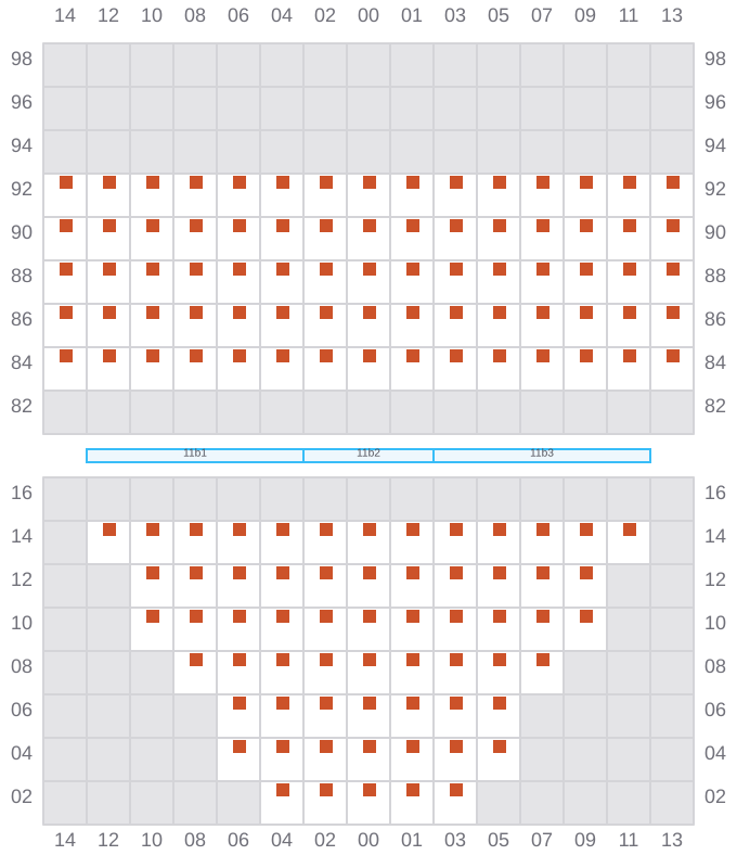 Bay 011 view and slots of ARICA EXPRESS