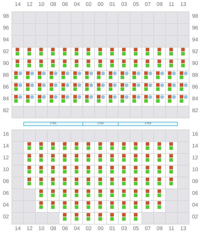 Bay 017 view and slots of ARICA EXPRESS