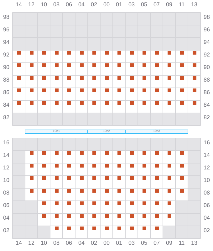 Bay 019 view and slots of ARICA EXPRESS