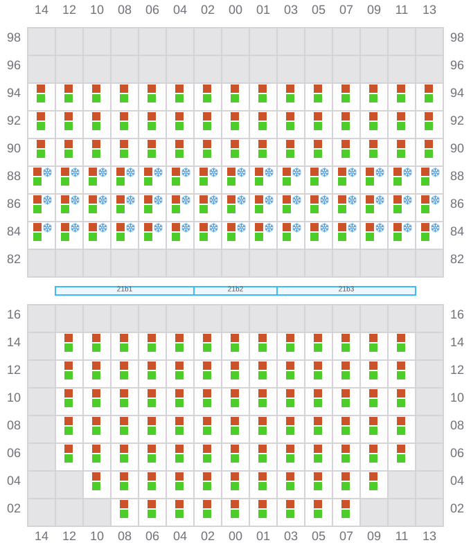 Bay 021 view and slots of ARICA EXPRESS