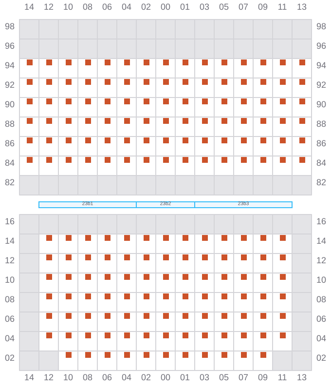 Bay 023 view and slots of ARICA EXPRESS