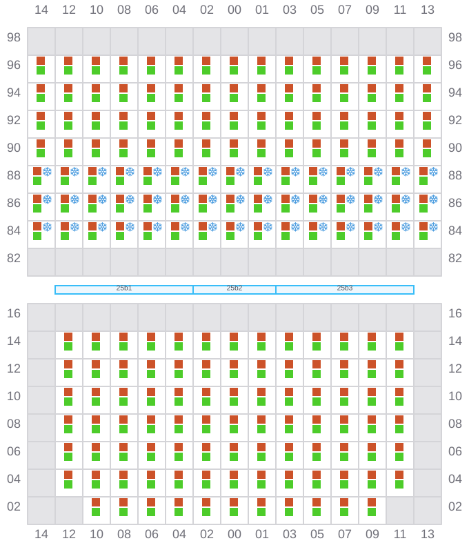 Bay 025 view and slots of ARICA EXPRESS
