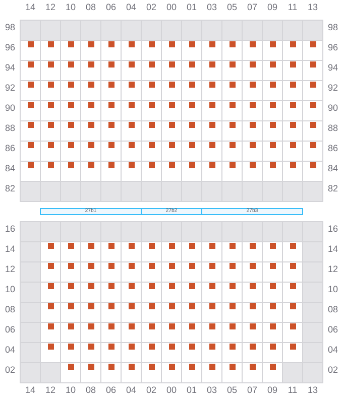 Bay 027 view and slots of ARICA EXPRESS