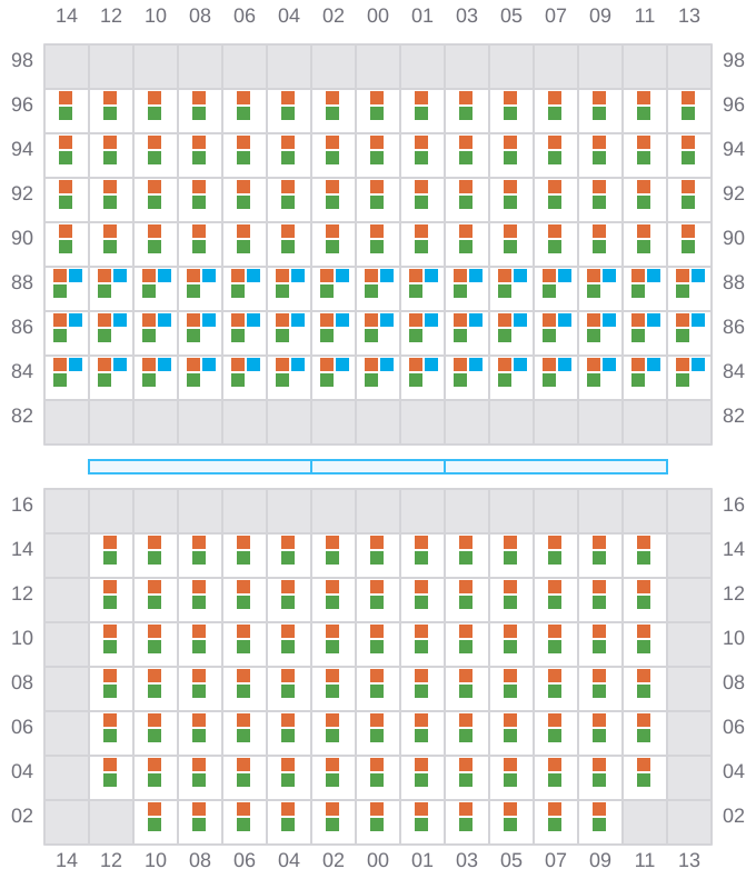 Bay 029 view and slots of ARICA EXPRESS