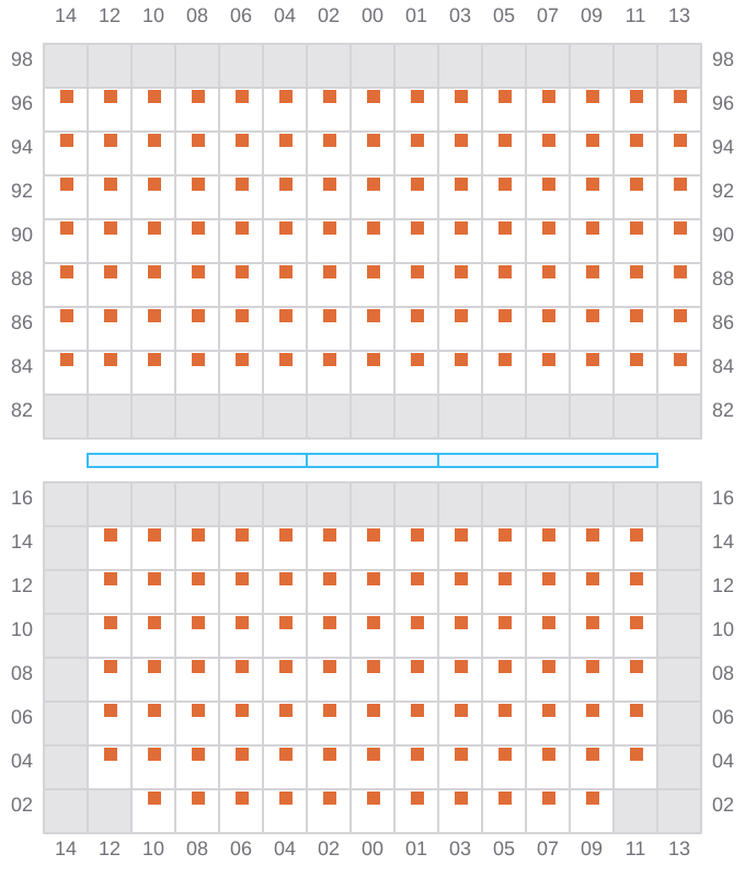 Bay 031 view and slots of ARICA EXPRESS