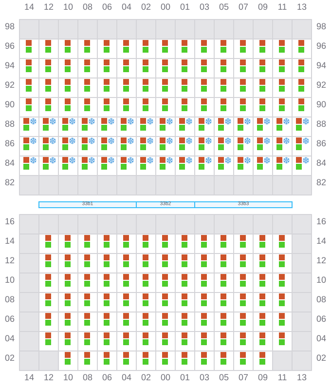 Bay 033 view and slots of ARICA EXPRESS