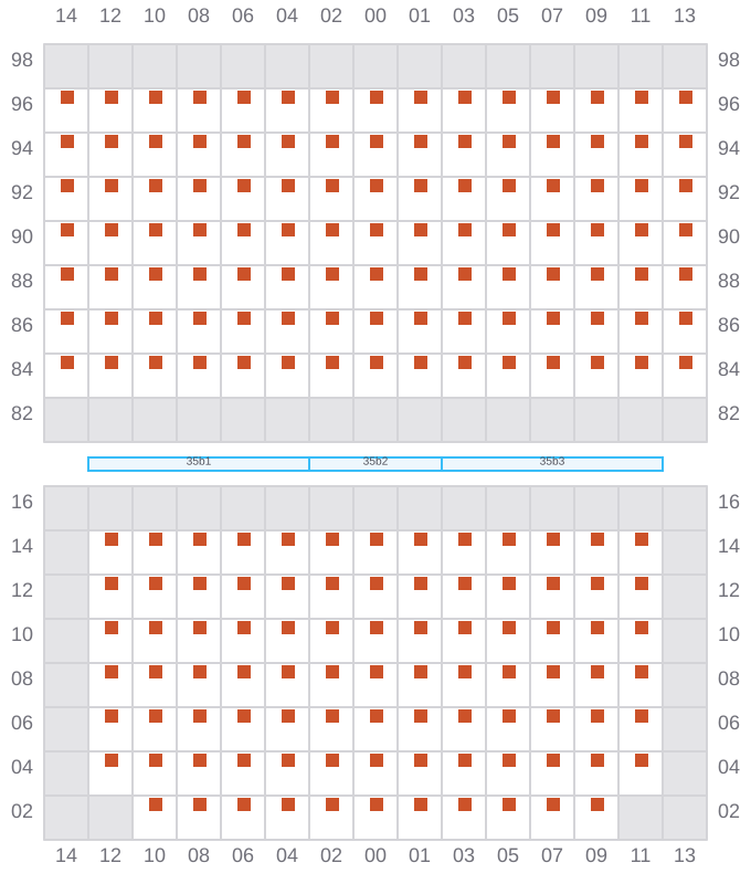 Bay 035 view and slots of ARICA EXPRESS