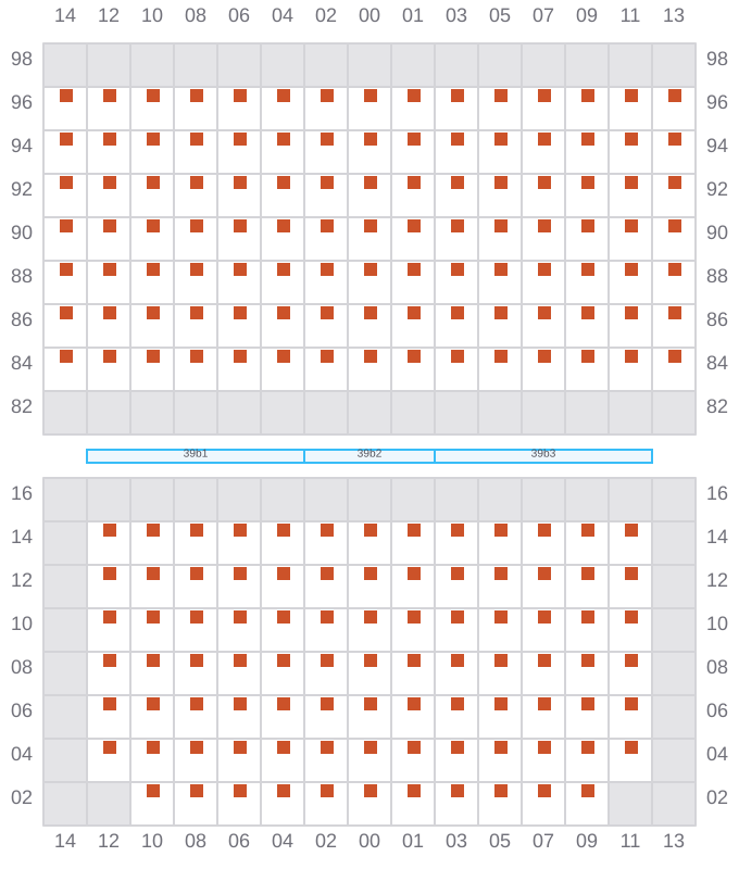 Bay 039 view and slots of ARICA EXPRESS