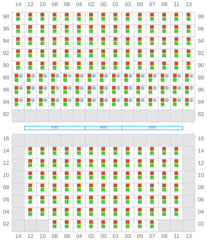 Bay 041 view and slots of ARICA EXPRESS