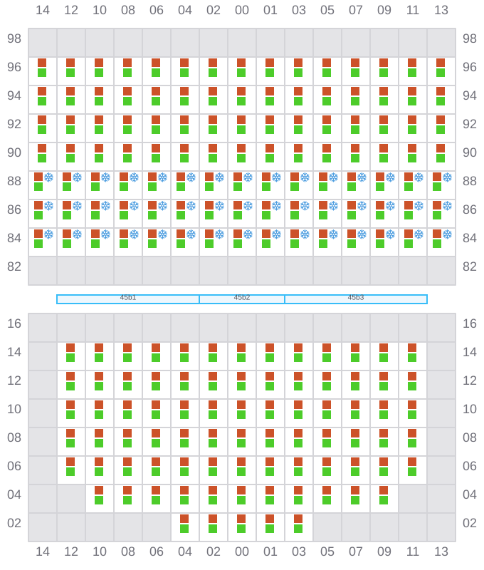 Bay 045 view and slots of ARICA EXPRESS