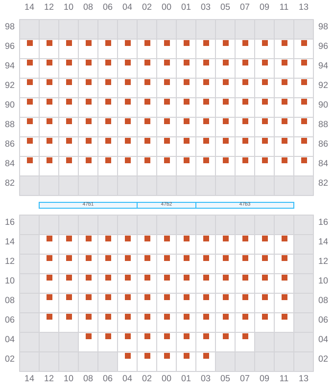 Bay 047 view and slots of ARICA EXPRESS