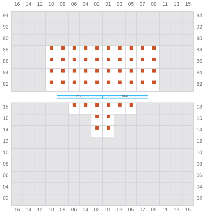 Bay 001 view and slots of APL OREGON