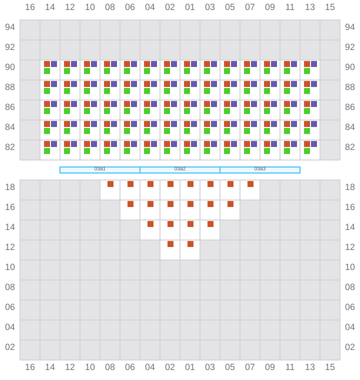 Bay 003 view and slots of APL OREGON