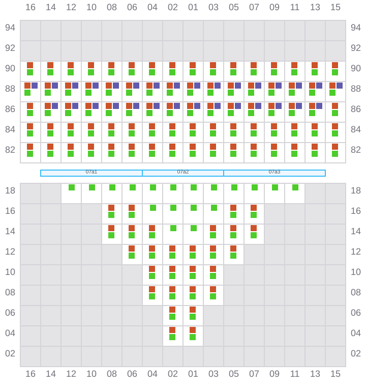 Bay 007 view and slots of APL OREGON