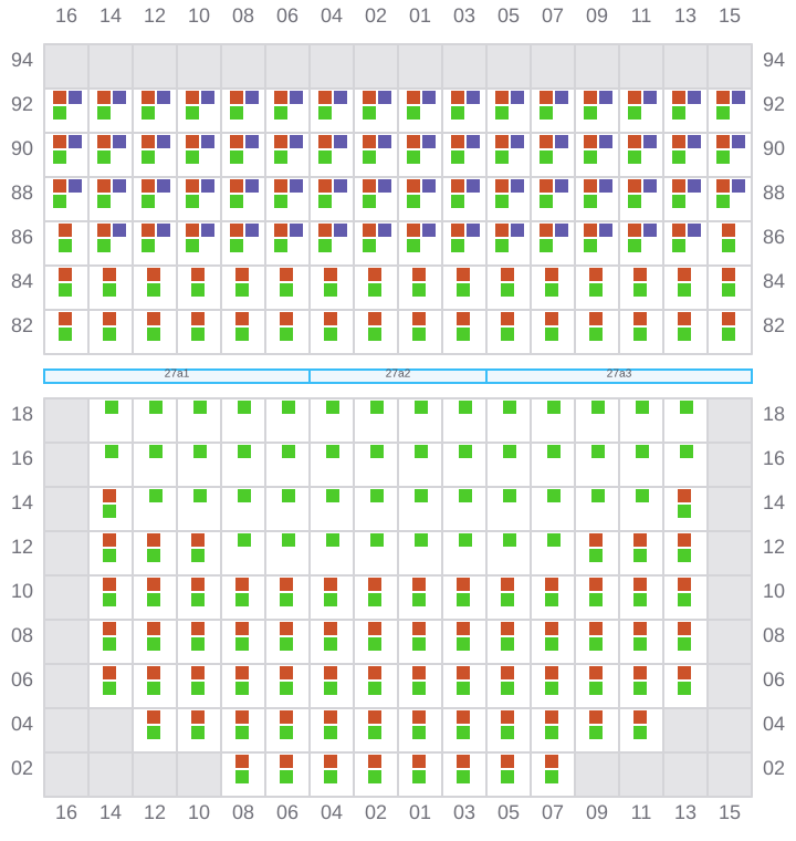 Bay 027 view and slots of APL OREGON