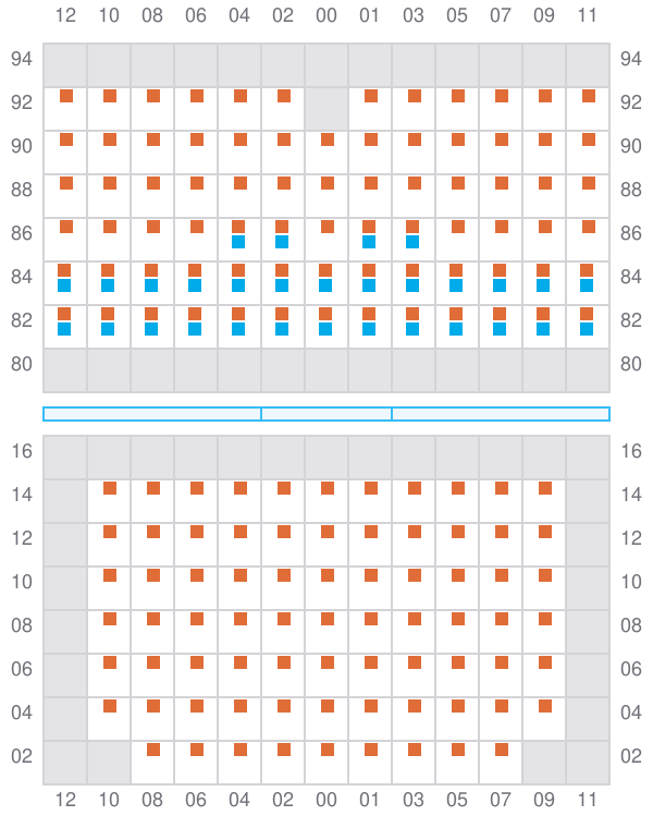 Bay 031 view and slots of EF OLIVIA