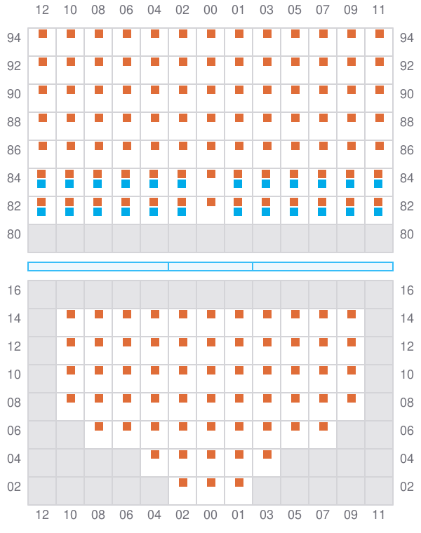Bay 043 view and slots of EF OLIVIA