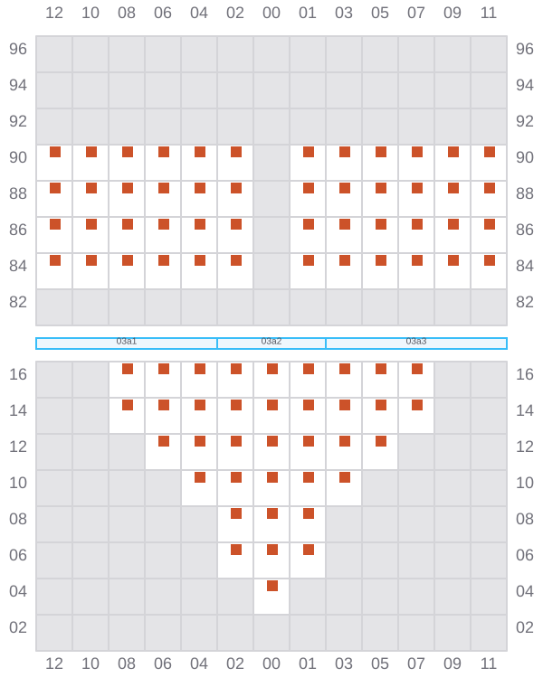 Bay 003 view and slots of CMA CGM LOME