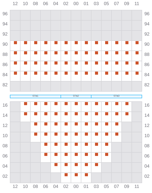 Bay 007 view and slots of CMA CGM LOME