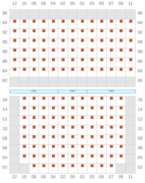 Bay 023 view and slots of CMA CGM LOME