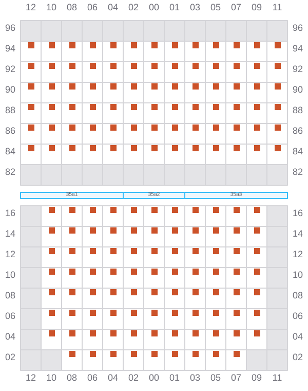Bay 035 view and slots of CMA CGM LOME