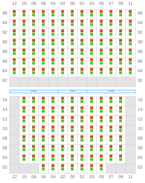 Bay 037 view and slots of CMA CGM LOME
