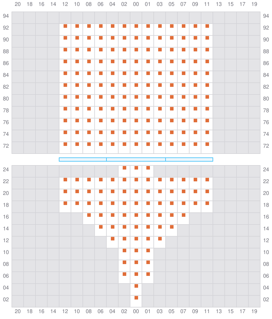 Bay 001 view and slots of ALETTE MAERSK