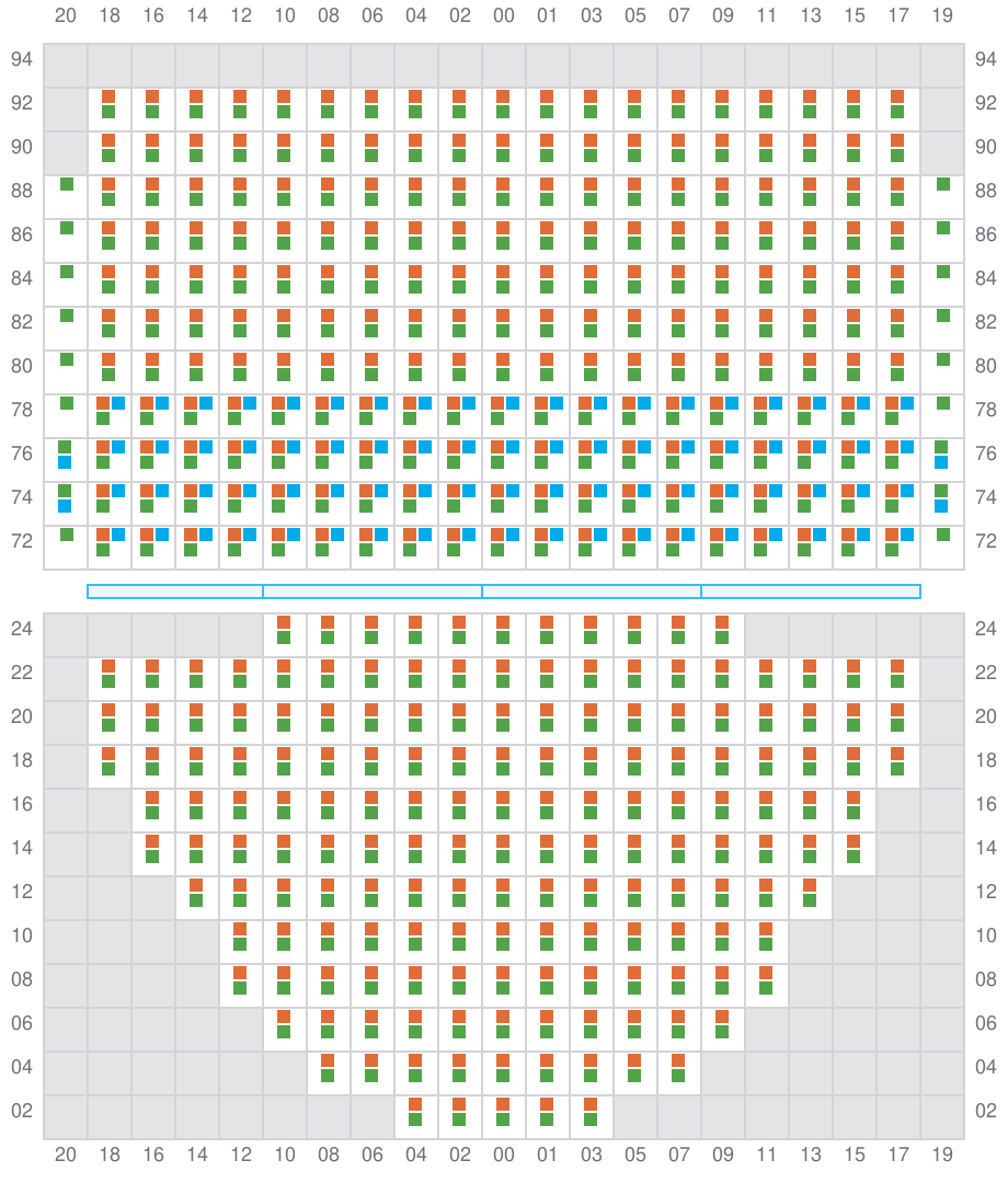 Bay 011 view and slots of ALETTE MAERSK