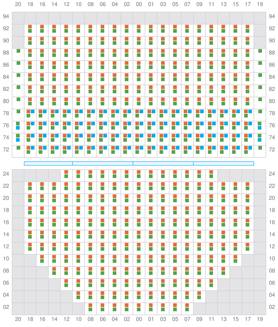 Bay 015 view and slots of ALETTE MAERSK