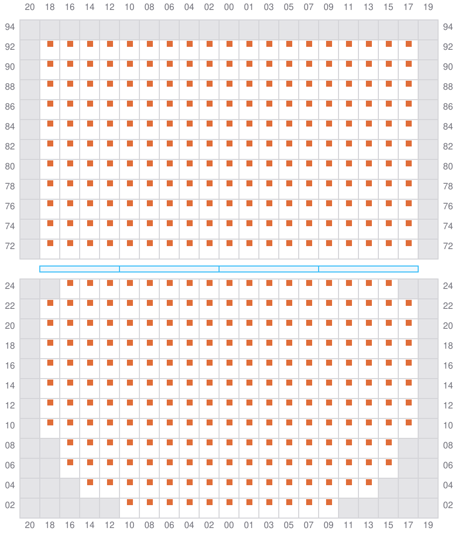 Bay 017 view and slots of ALETTE MAERSK