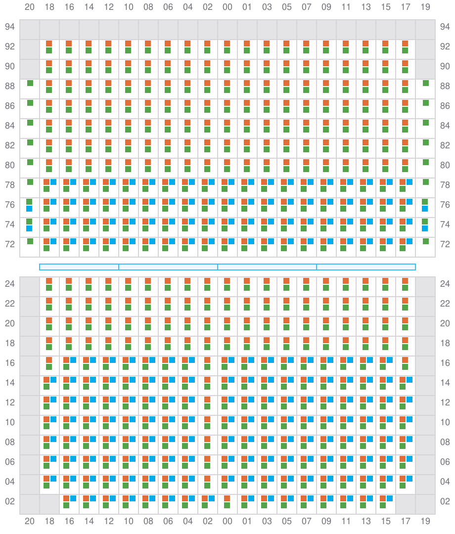 Bay 035 view and slots of ALETTE MAERSK