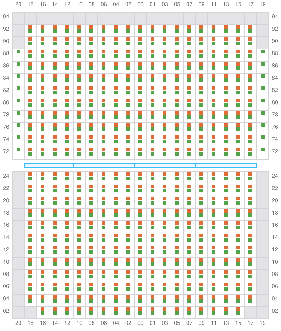 Bay 047 view and slots of ALETTE MAERSK