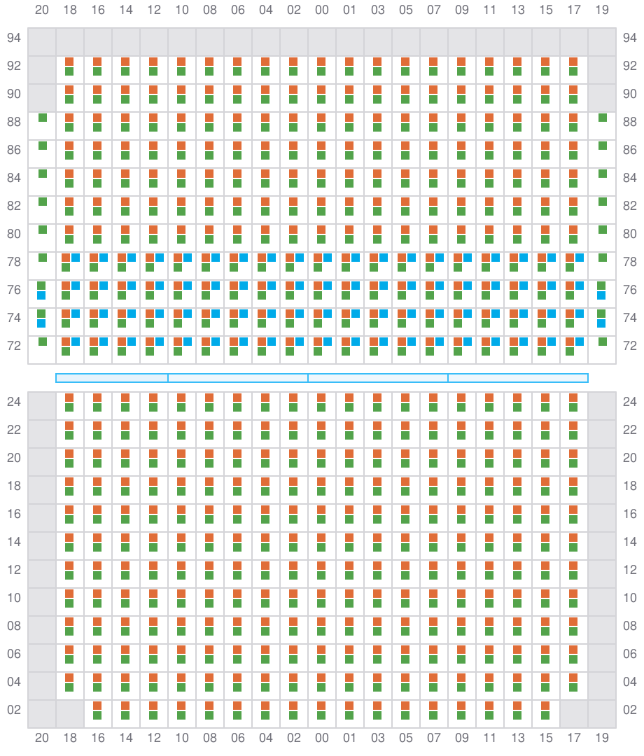 Bay 055 view and slots of ALETTE MAERSK