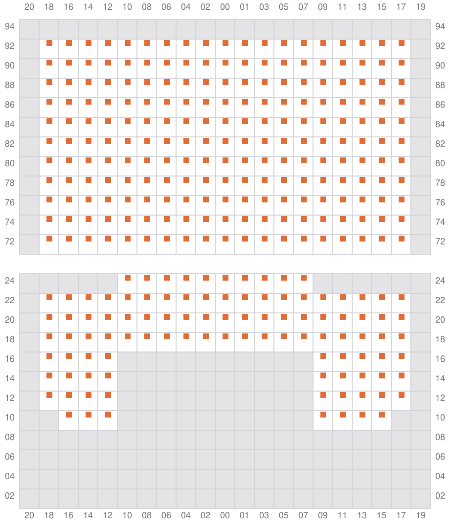 Bay 073 view and slots of ALETTE MAERSK