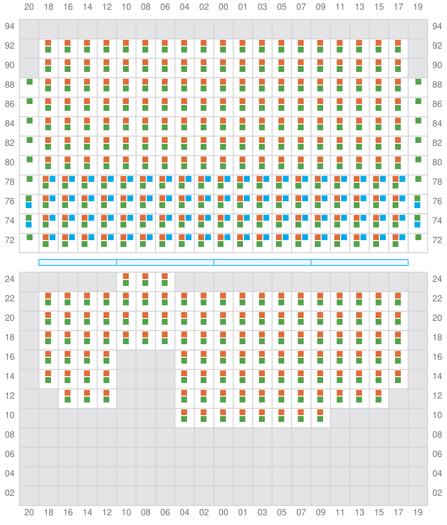 Bay 079 view and slots of ALETTE MAERSK