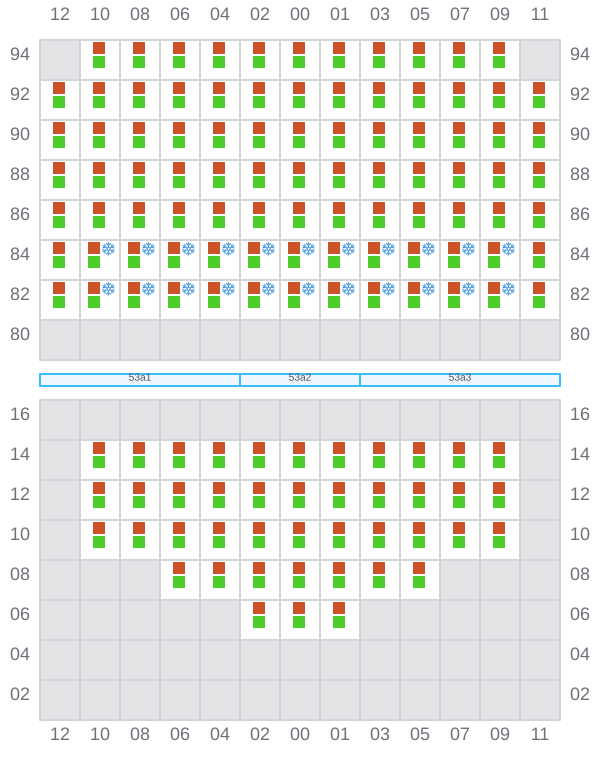 Bay 053 view and slots of CMA CGM OSAKA