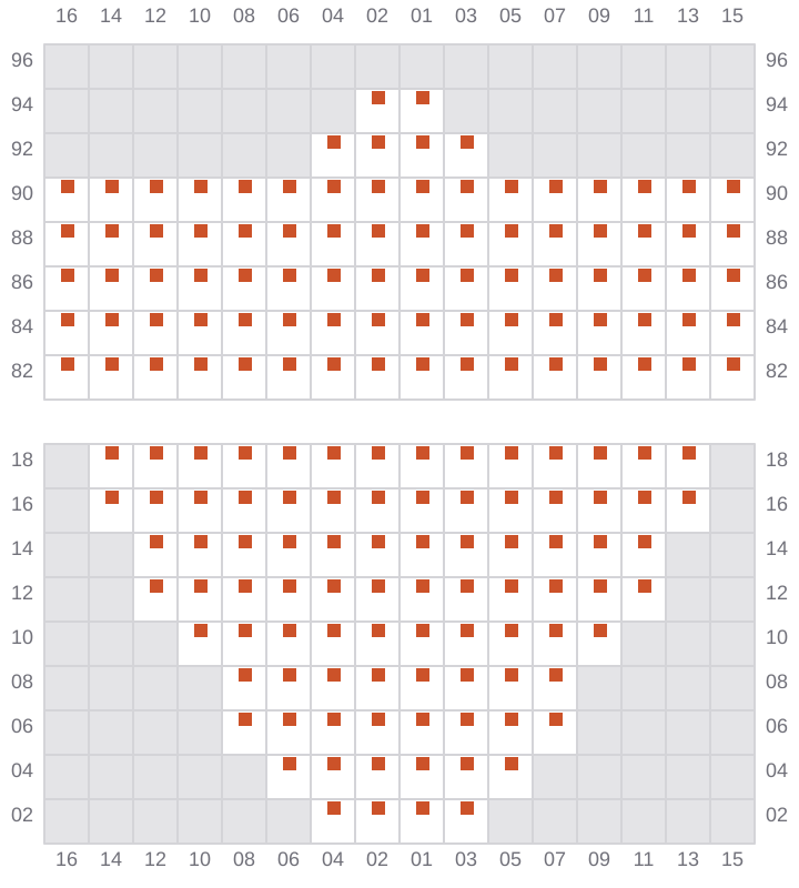 Bay 015 view and slots of MAERSK SERANGOON