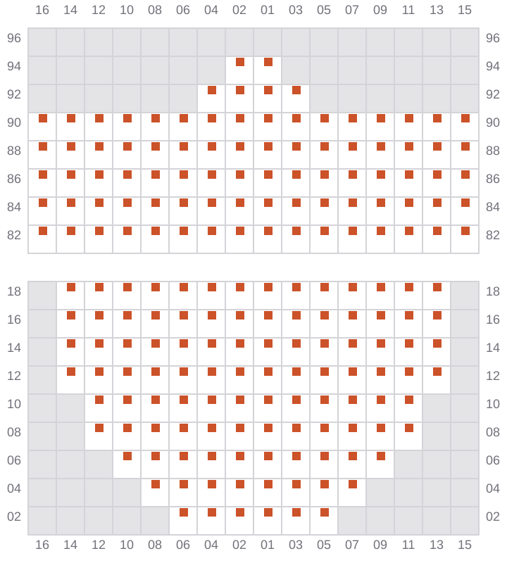 Bay 019 view and slots of MAERSK SERANGOON