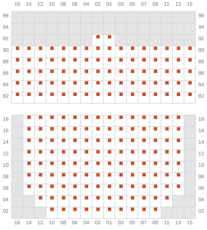 Bay 027 view and slots of MAERSK SERANGOON
