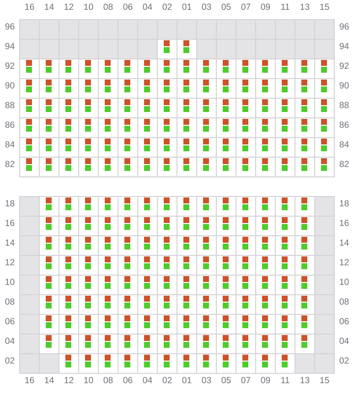 Bay 029 view and slots of MAERSK SERANGOON