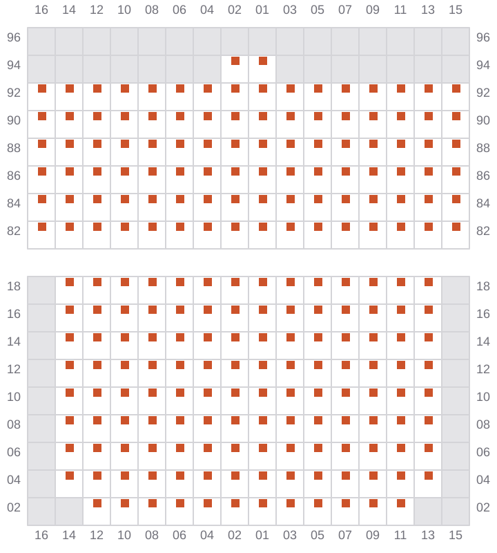 Bay 039 view and slots of MAERSK SERANGOON