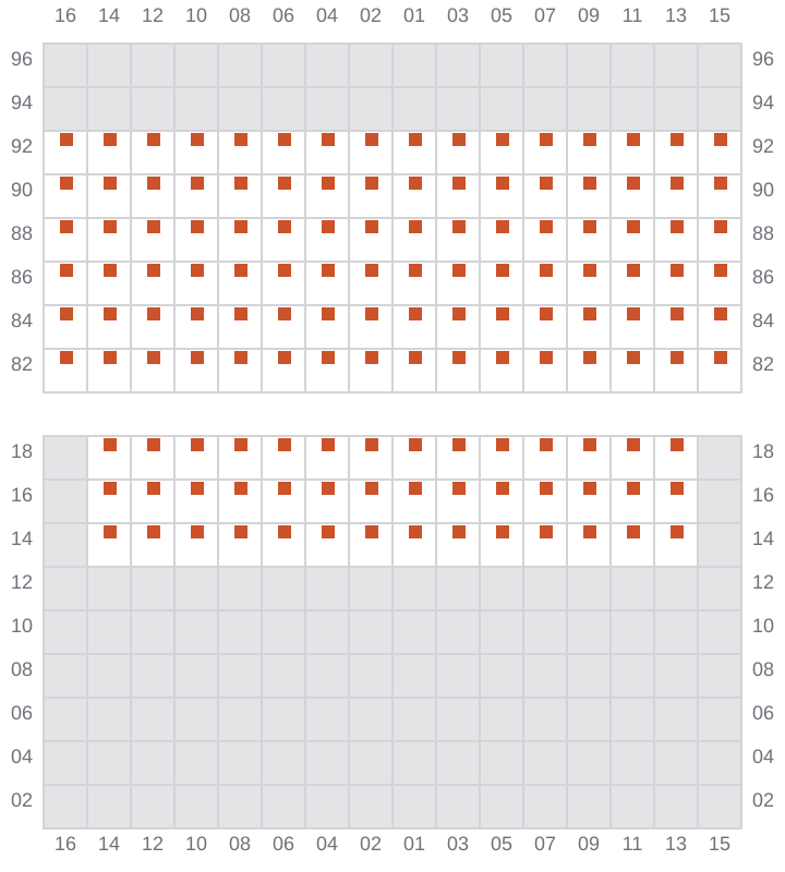 Bay 043 view and slots of MAERSK SERANGOON
