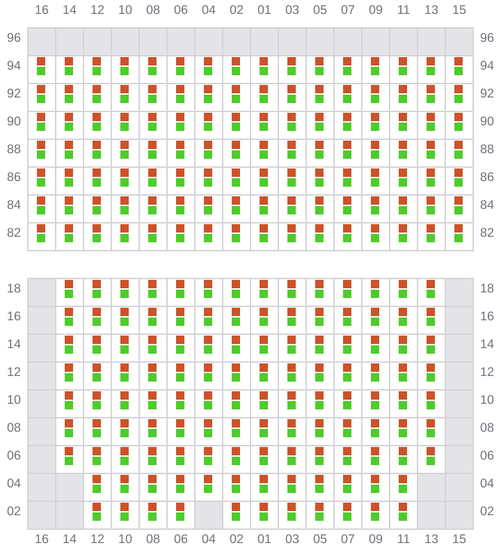 Bay 045 view and slots of MAERSK SERANGOON