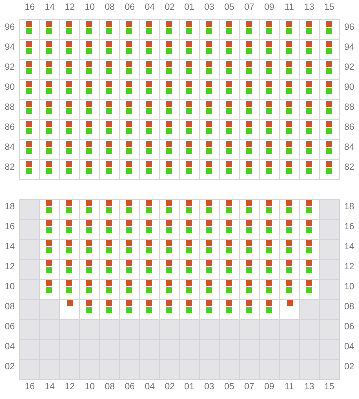 Bay 061 view and slots of MAERSK SERANGOON
